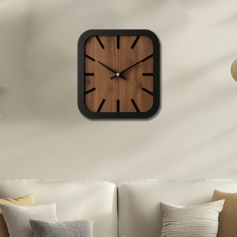 NATURCLOCK - Handcrafted Wooden Square Clock Battery Operated Decorative Piece