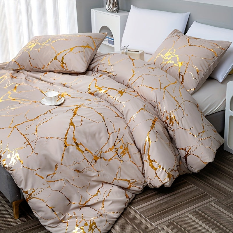 GOLDSHIM – Classic Golden Foil Texture Bedding Set