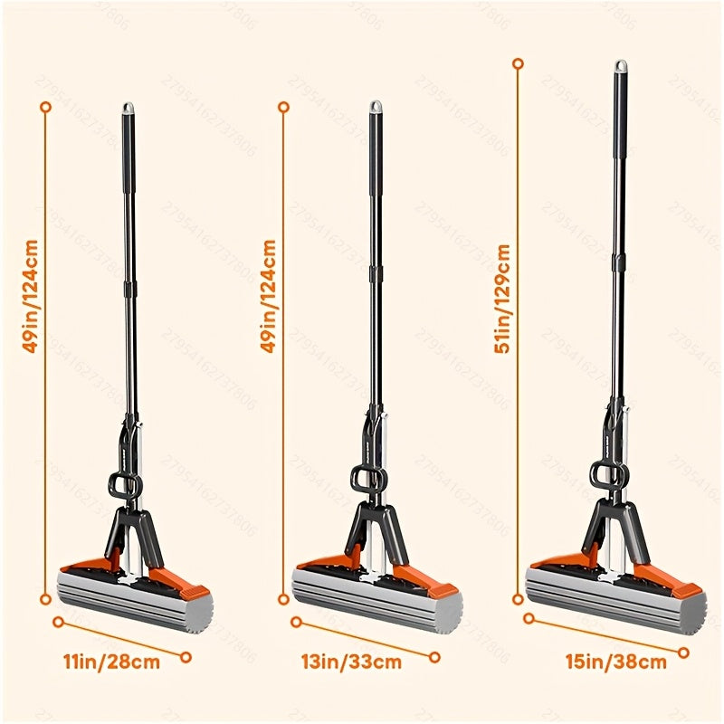 CLEANFLOW - High-Absorbency Sponge Squeeze Mop for Bathroom & Floors