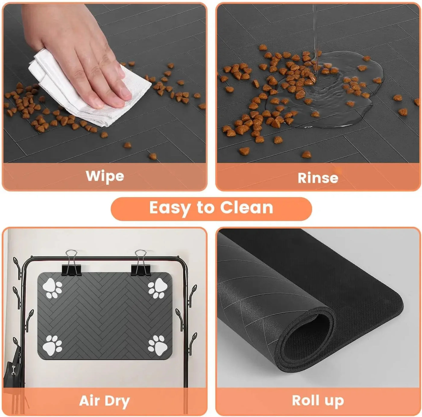 Absorbent Dog Food Mat - Waterproof Anti-Slip Cat Feeding Mat with Quick-Dry Rubber Backing 2
