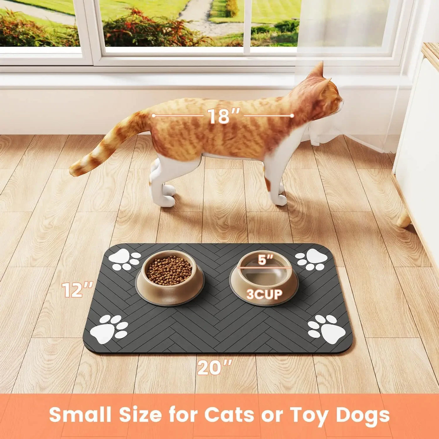 Absorbent Dog Food Mat - Waterproof Anti-Slip Cat Feeding Mat with Quick-Dry Rubber Backing 3