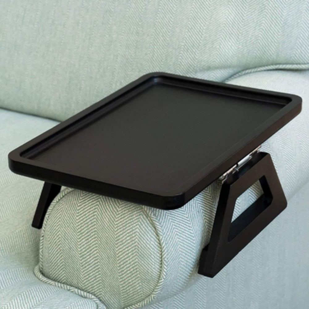 Adjustable Bamboo Clip-On Arm Tray Table for Snacks, Drinks, and Laptops 0