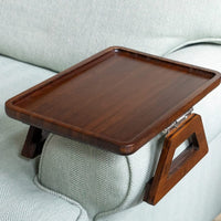 Adjustable Bamboo Clip-On Arm Tray Table for Snacks, Drinks, and Laptops 4