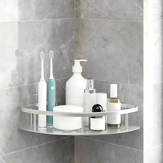 Aluma Curve - Modern Wall-Mounted Shower Caddy with Adjustable Hook & Waterproof Design 0