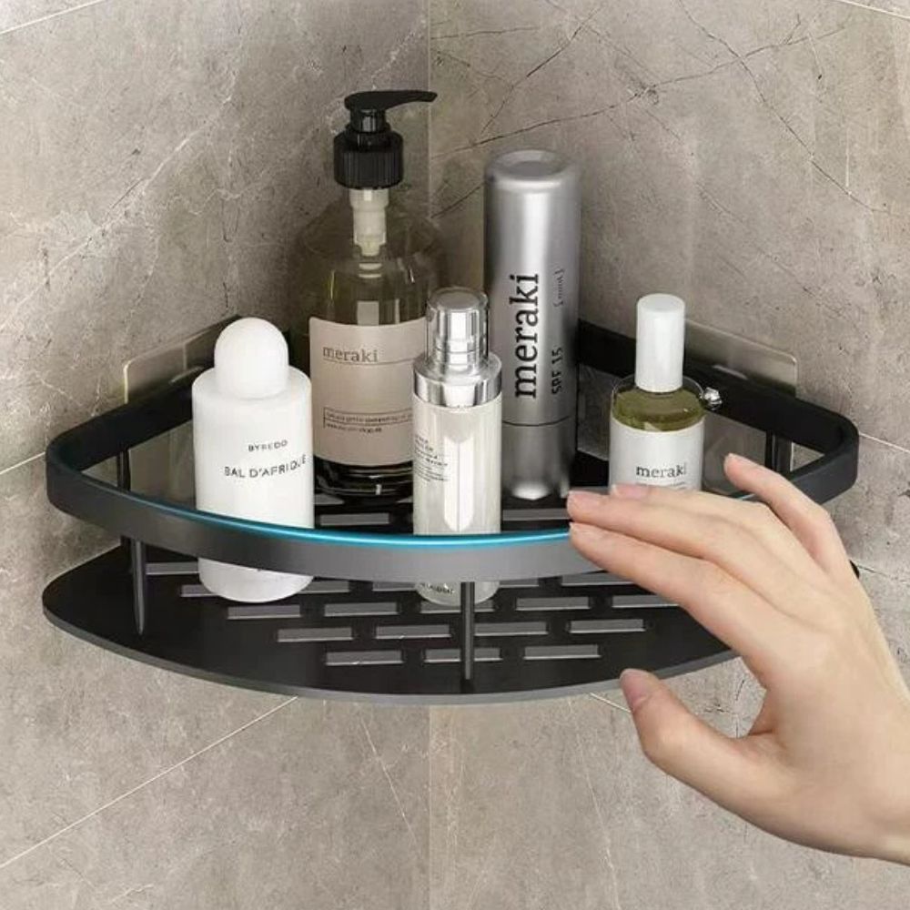 Aluma Curve - Modern Wall-Mounted Shower Caddy with Adjustable Hook & Waterproof Design 2