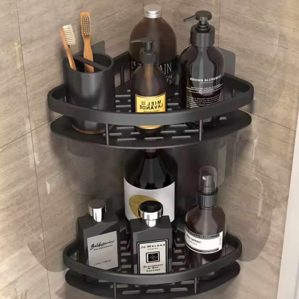 Aluma Curve - Modern Wall-Mounted Shower Caddy with Adjustable Hook & Waterproof Design 5