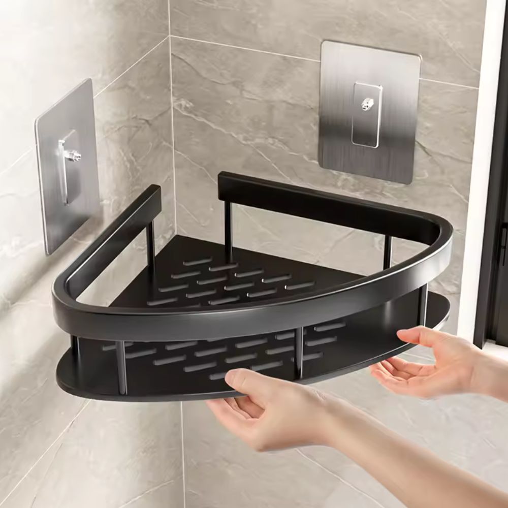 Aluma Curve - Modern Wall-Mounted Shower Caddy with Adjustable Hook & Waterproof Design 6