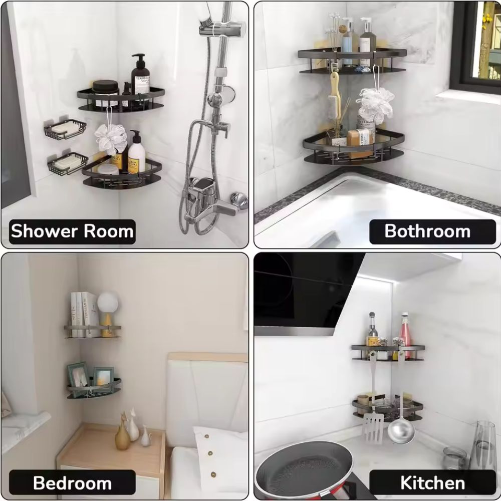 Aluma Curve - Modern Wall-Mounted Shower Caddy with Adjustable Hook & Waterproof Design 7