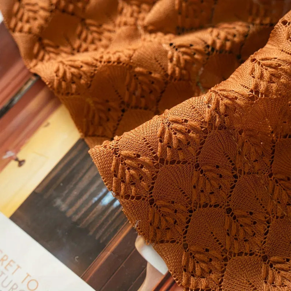 Amber Glow Boho Crochet Curtain - Light-Filtering Microfiber for Warmth & Privacy 2