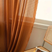 Amber Glow Boho Crochet Curtain - Light-Filtering Microfiber for Warmth & Privacy 4