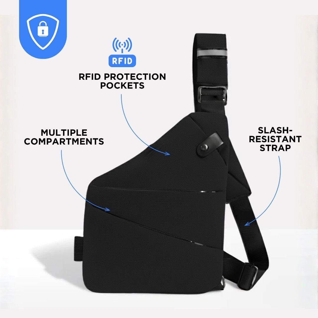 Anti-Theft Black Crossbody Bag for Women – RFID Blocking & Waterproof Design 8