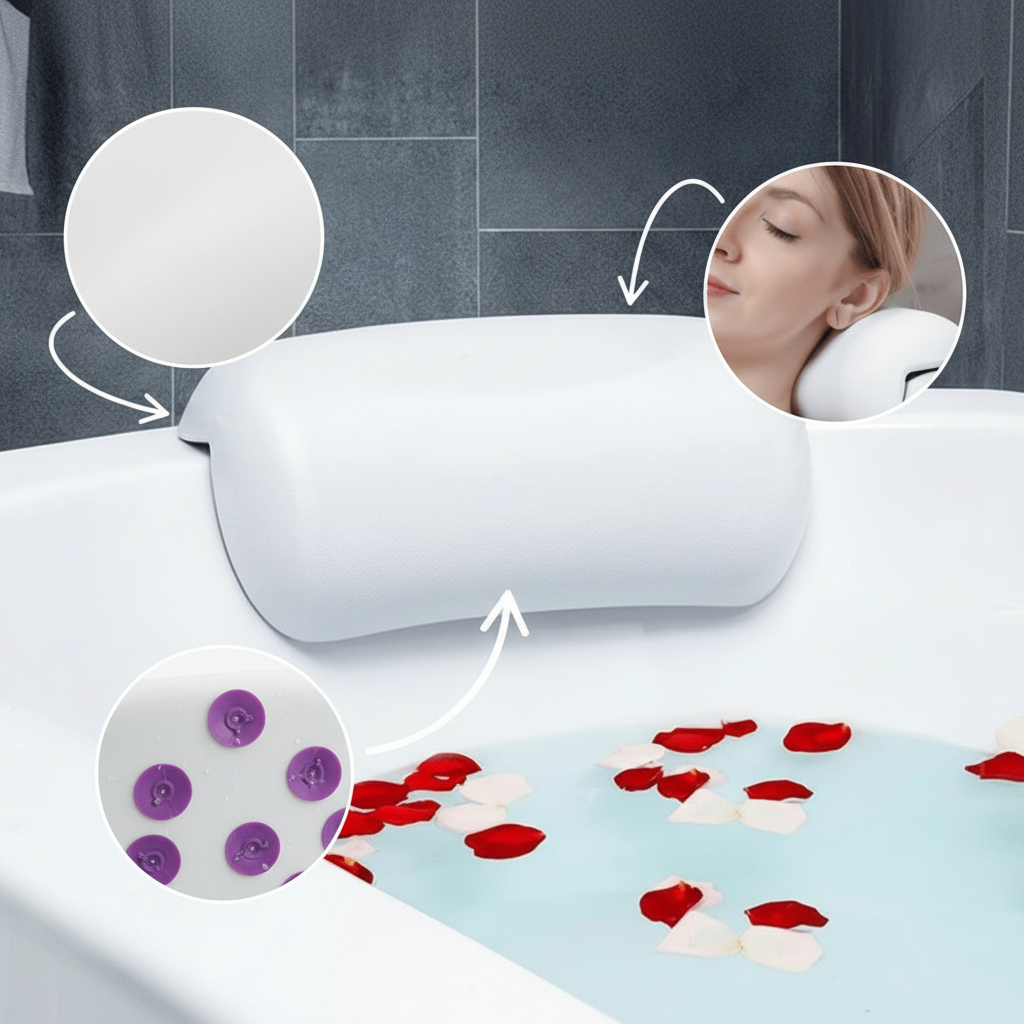 AquaCloud Waterproof Bath Pillow for Tub - Ergonomic Non-Slip Design 2