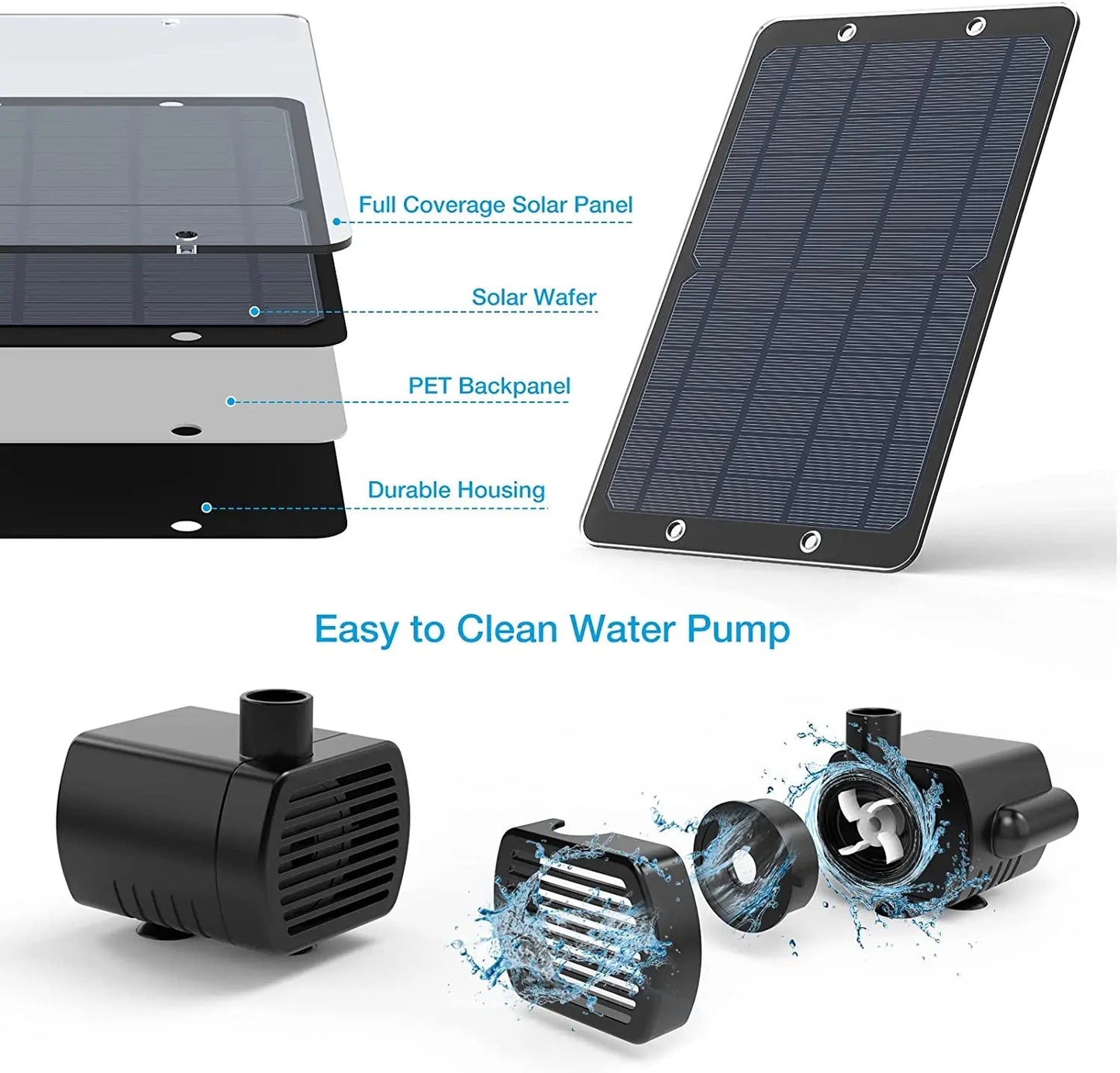 AquaViva - 9W Solar Fountain Kit with Nozzles & Water Hose for Garden 3
