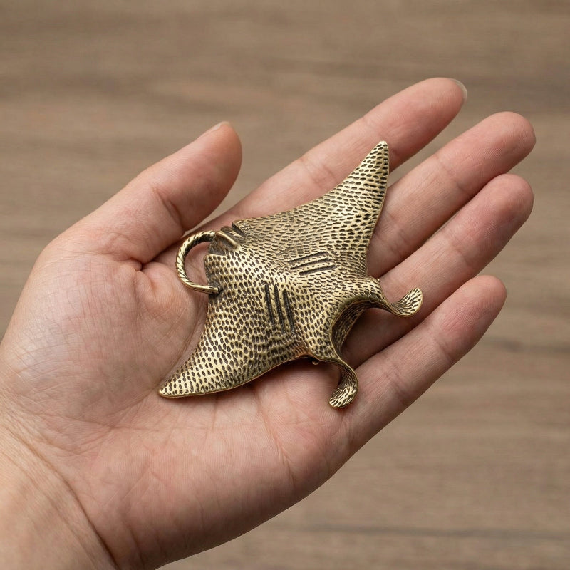 Artisan Brass Manta Ray Figurine - Handcrafted Ocean-Inspired Décor 3