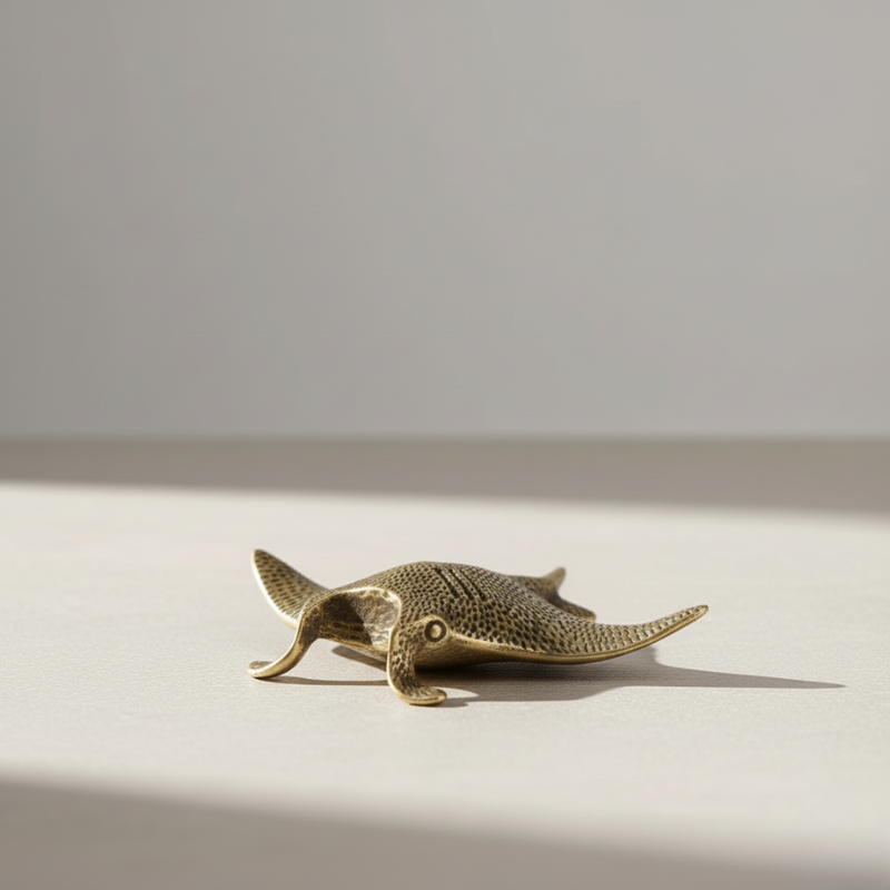 Artisan Brass Manta Ray Figurine - Handcrafted Ocean-Inspired Décor 4