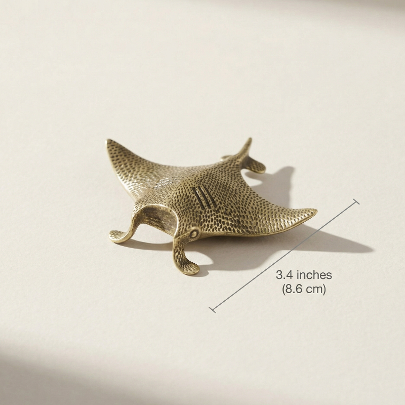 Artisan Brass Manta Ray Figurine - Handcrafted Ocean-Inspired Décor 7