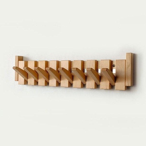 Artisan Wooden Coat Rack Stand - Handcrafted Beech & Walnut with Magnetic Coat Hooks for Wall 2