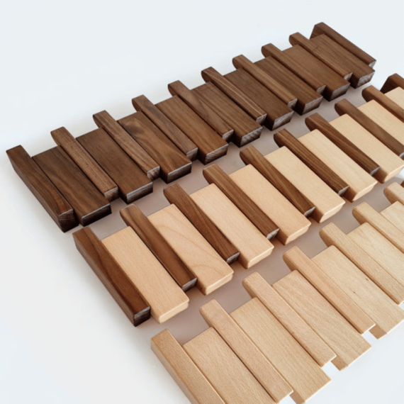 Artisan Wooden Coat Rack Stand - Handcrafted Beech & Walnut with Magnetic Coat Hooks for Wall 3