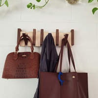 Artisan Wooden Coat Rack Stand - Handcrafted Beech & Walnut with Magnetic Coat Hooks for Wall 4