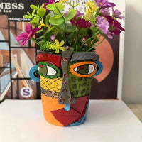 Artistic Abstract Face Planter - Handcrafted Picasso Pot for Unique Home Decor 0