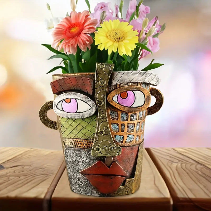 Artistic Abstract Face Planter - Handcrafted Picasso Pot for Unique Home Decor 1
