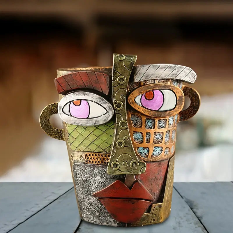 Artistic Abstract Face Planter - Handcrafted Picasso Pot for Unique Home Decor 2
