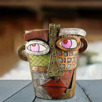 Artistic Abstract Face Planter - Handcrafted Picasso Pot for Unique Home Decor 2