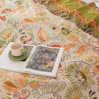 Autumn Leaf Boho Reversible Blanket - Soft Cotton Gauze Throw with Tasseled Edges 3
