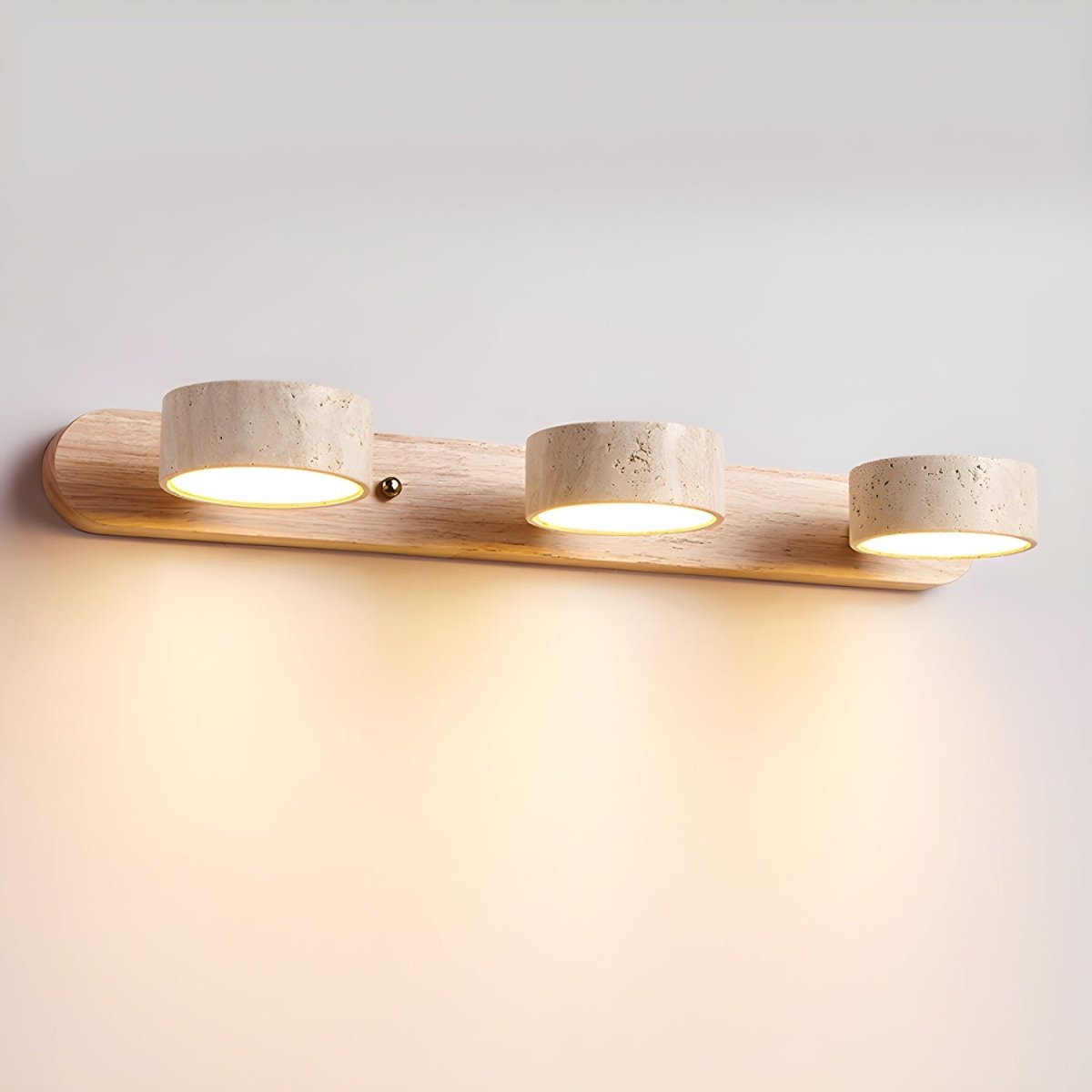 Averra Indoor LED Wall Light - Natural Travertine & Wood Sconce Light 10