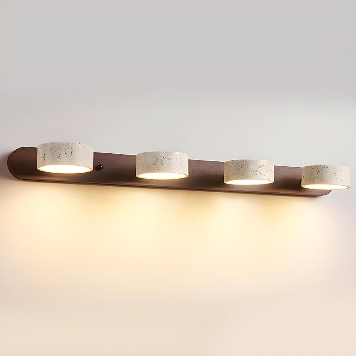 Averra Indoor LED Wall Light - Natural Travertine & Wood Sconce Light 11