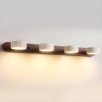 Averra Indoor LED Wall Light - Natural Travertine & Wood Sconce Light 11