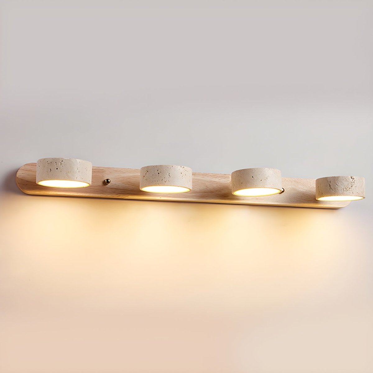 Averra Indoor LED Wall Light - Natural Travertine & Wood Sconce Light 12