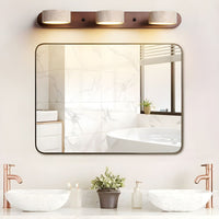 Averra Indoor LED Wall Light - Natural Travertine & Wood Sconce Light 6