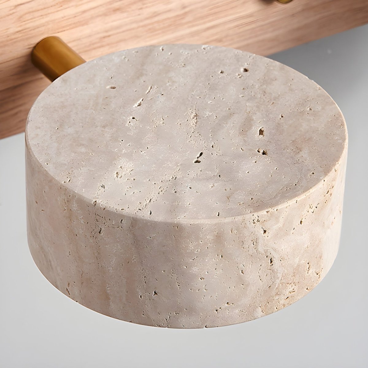 Averra Indoor LED Wall Light - Natural Travertine & Wood Sconce Light 8
