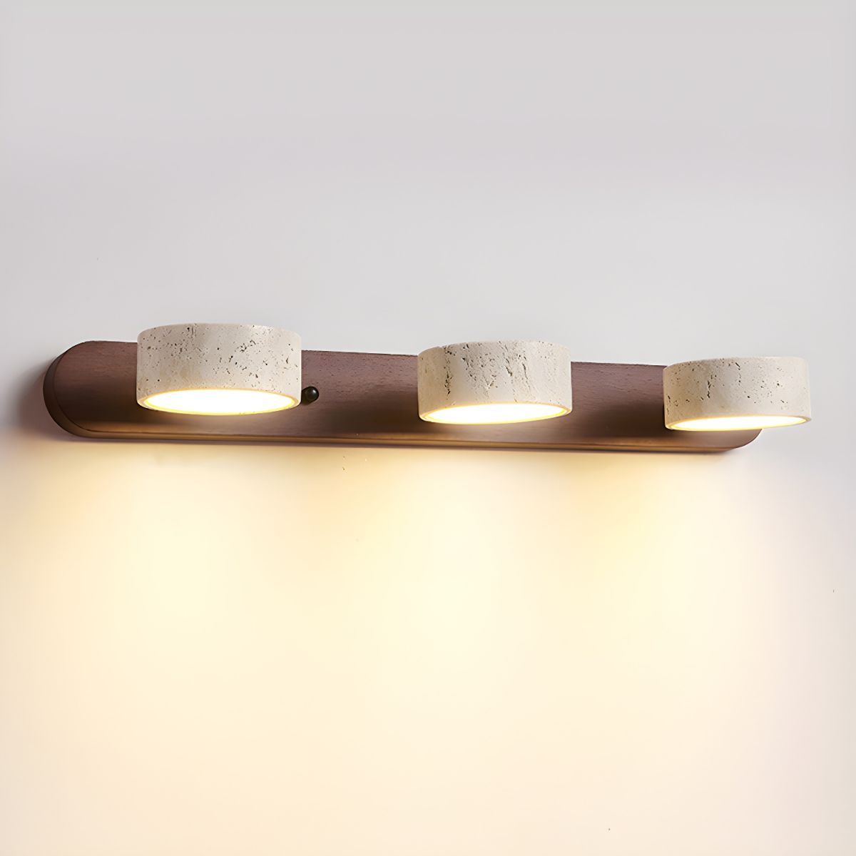 Averra Indoor LED Wall Light - Natural Travertine & Wood Sconce Light 9