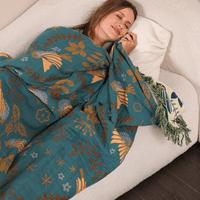 Birchfold - Reversible 100% Cotton Blanket with Nordic Bird Motif 4