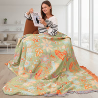 Boho Floral Cotton Throw Blanket - Soft, Stylish Accent for Cozy Spaces 6