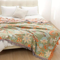 Boho Floral Cotton Throw Blanket - Soft, Stylish Accent for Cozy Spaces 8