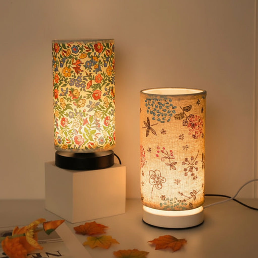BLOOMORA – Floral Fabric Table Lamp for Cozy Vintage Lighting