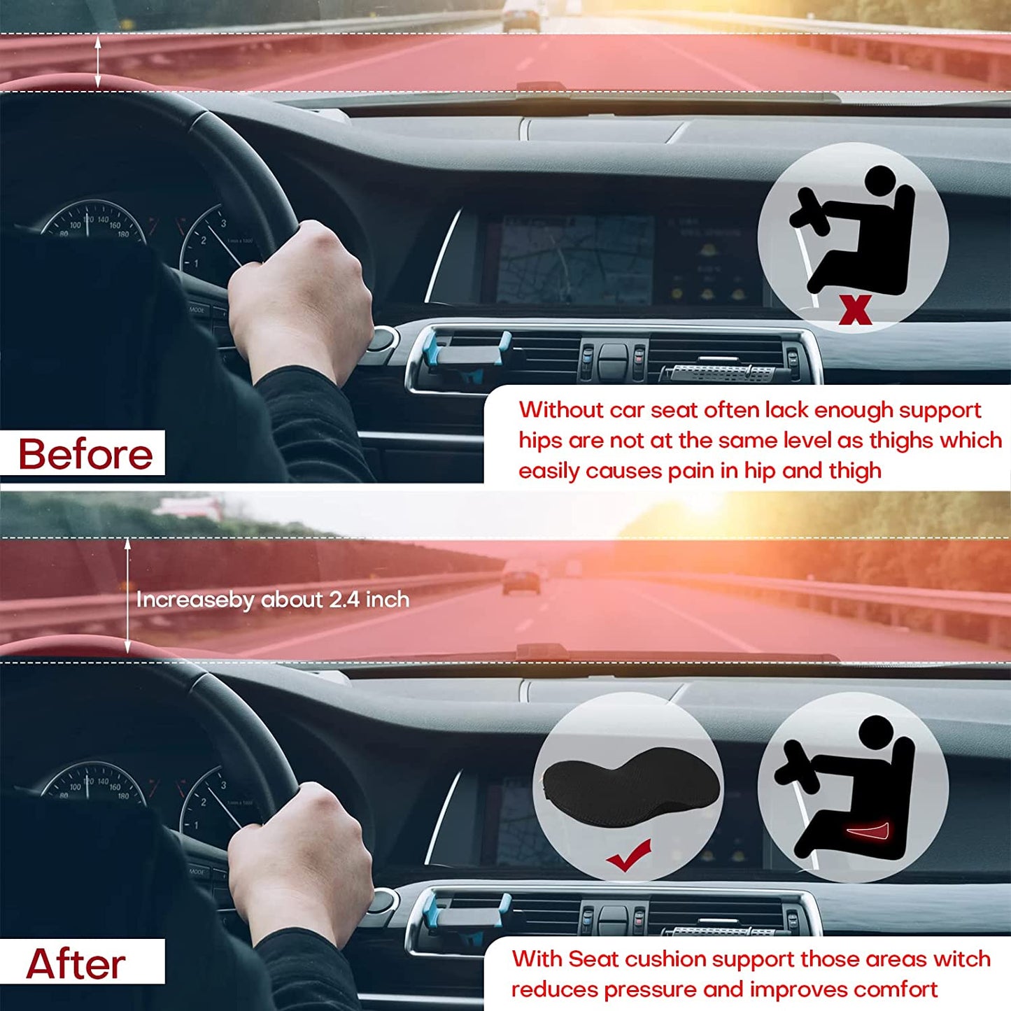 Car Seat Cushion for Shorter Drivers 6