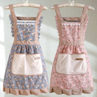 Charming Floral Kitchen Apron - Waterproof Adjustable Cooking Apron for Women 1