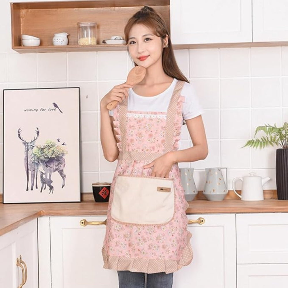 Charming Floral Kitchen Apron - Waterproof Adjustable Cooking Apron for Women 7