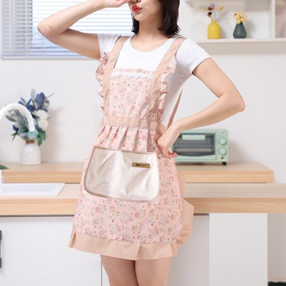Charming Floral Kitchen Apron - Waterproof Adjustable Cooking Apron for Women 8