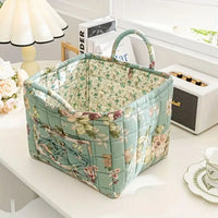 Charming Floral Storage Basket - Durable Canvas Organizer for Home Decor 1