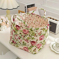 Charming Floral Storage Basket - Durable Canvas Organizer for Home Decor 2