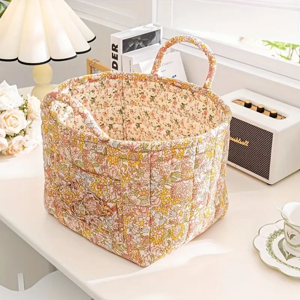 Charming Floral Storage Basket - Durable Canvas Organizer for Home Decor 5
