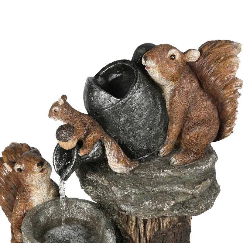 Charming Solar Water Fountain Duck & Squirrel for Garden & Outdoor Spaces 2