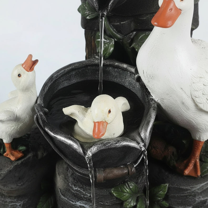 Charming Solar Water Fountain Duck & Squirrel for Garden & Outdoor Spaces 4