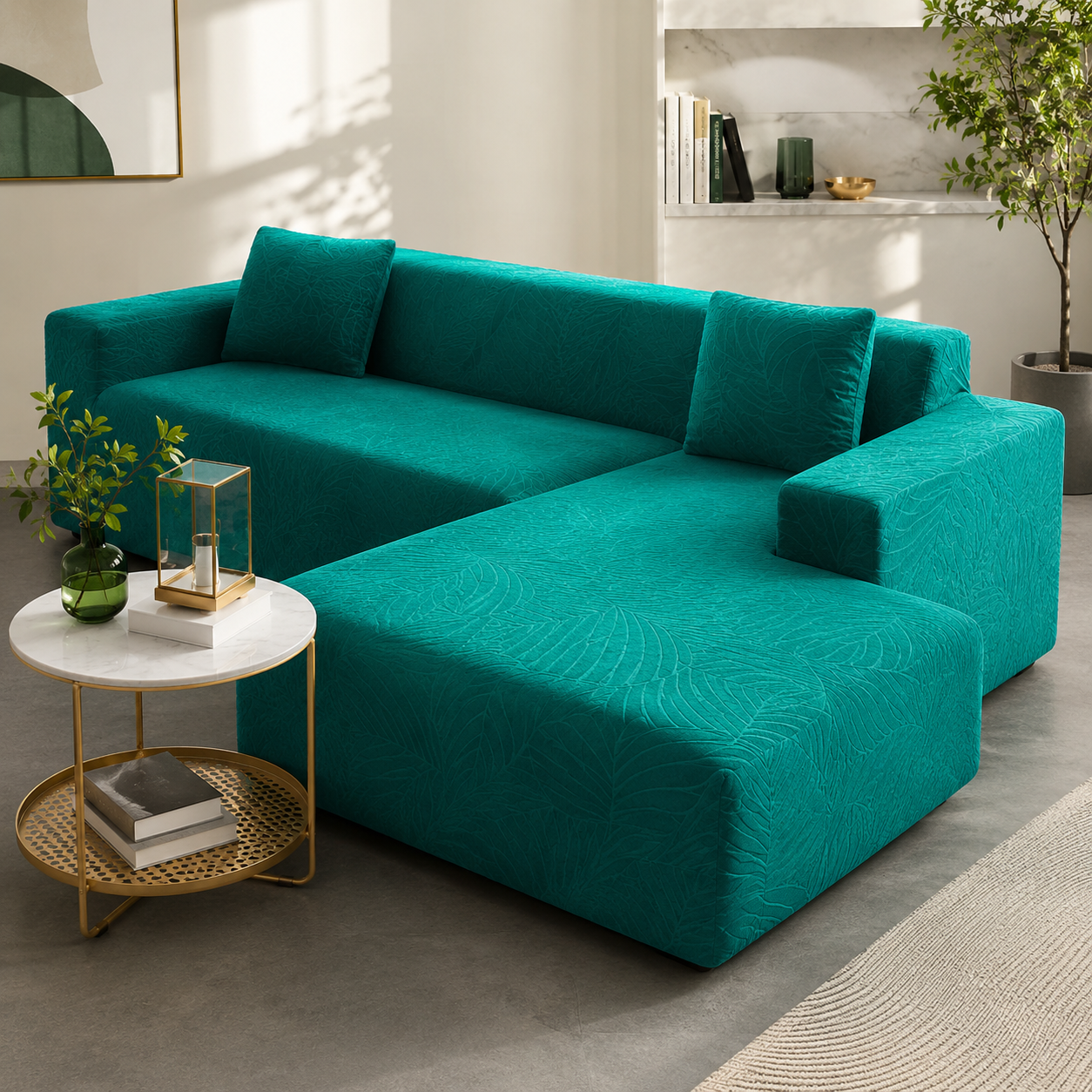 L Shaped Sofa Cover – Fitted Couch Protector | Sectional Slipcover | Pet Hair & Stain Guard | Corner Sofa Cover | Machine Washable