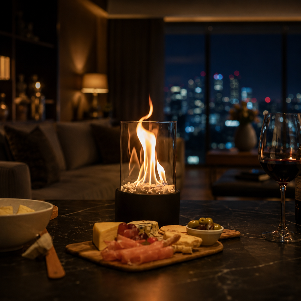 EMBERAURA – Smoke-Free Table Fireplace for Stylish Indoor & Outdoor Use